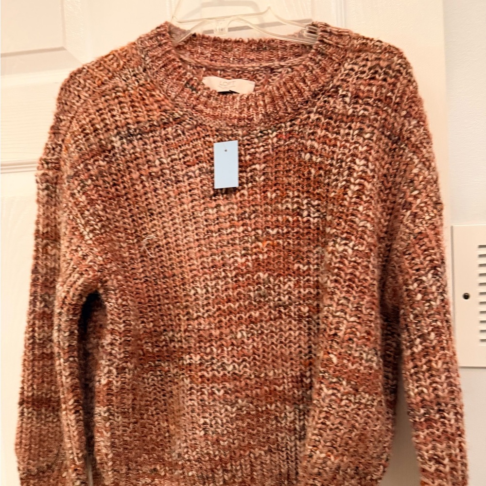 NWT LOFT Women's Brown Knit Sweater size large petite